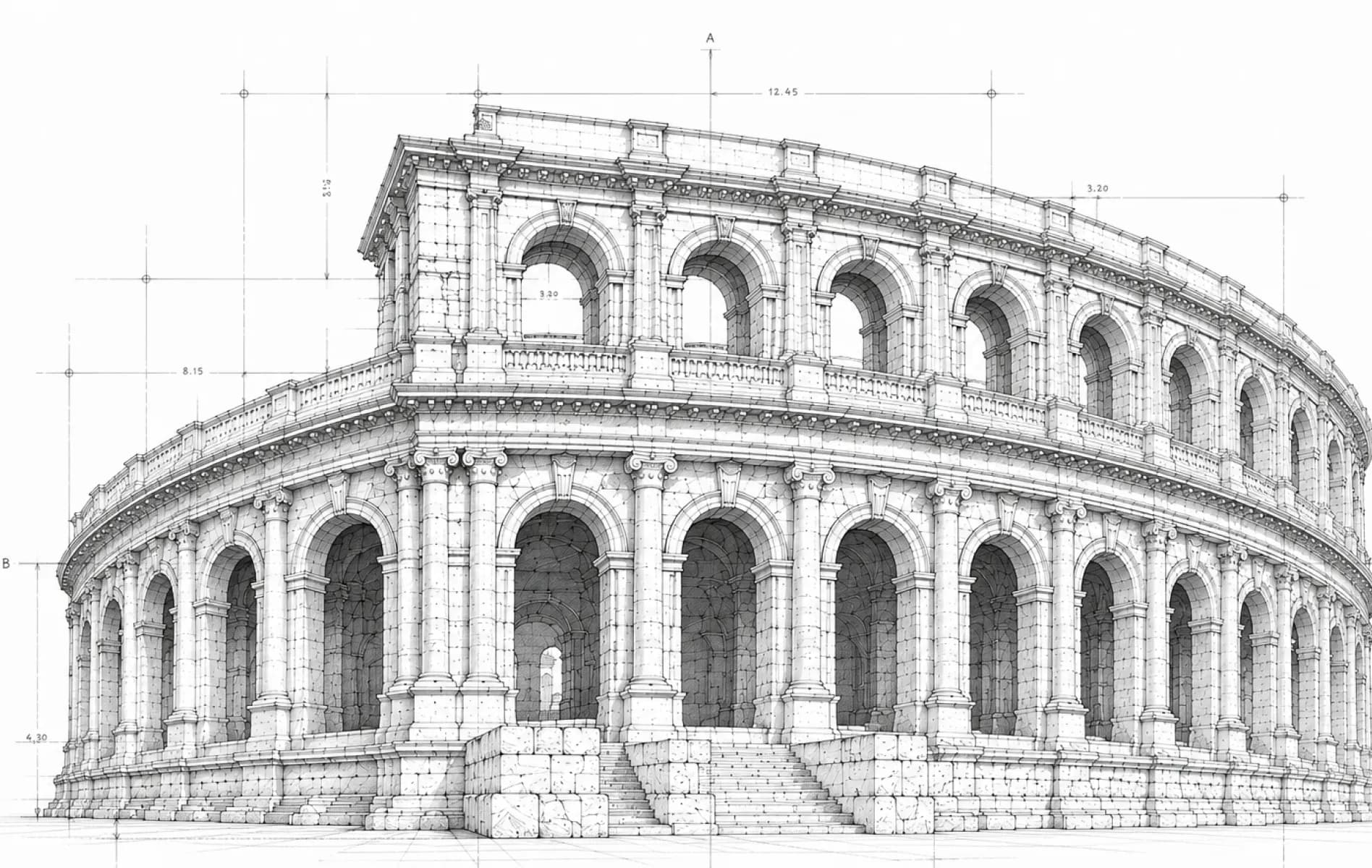Architectural drawing of the Colosseum